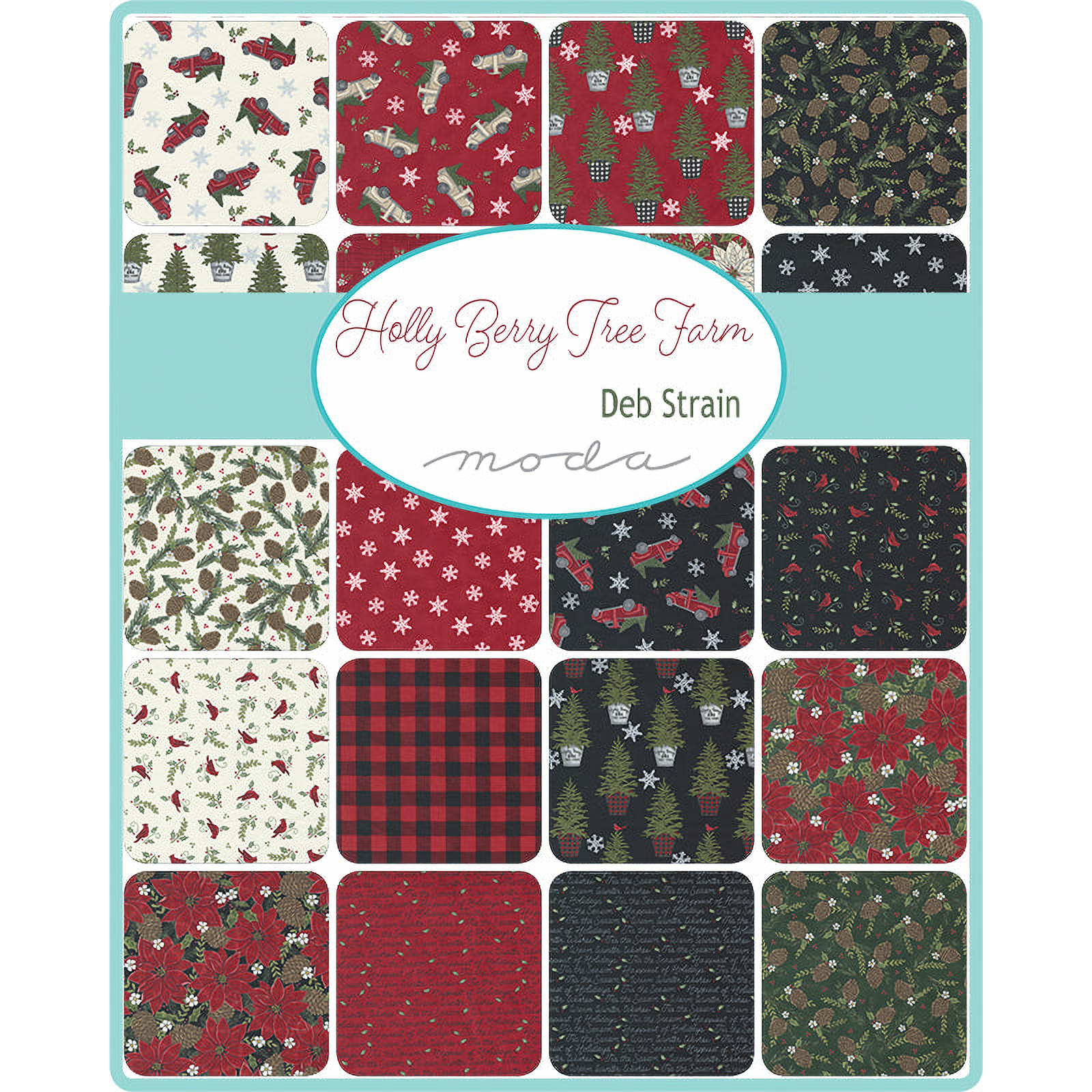 Holly Berry Tree Farm patterned cotton quilting fabric by Moda