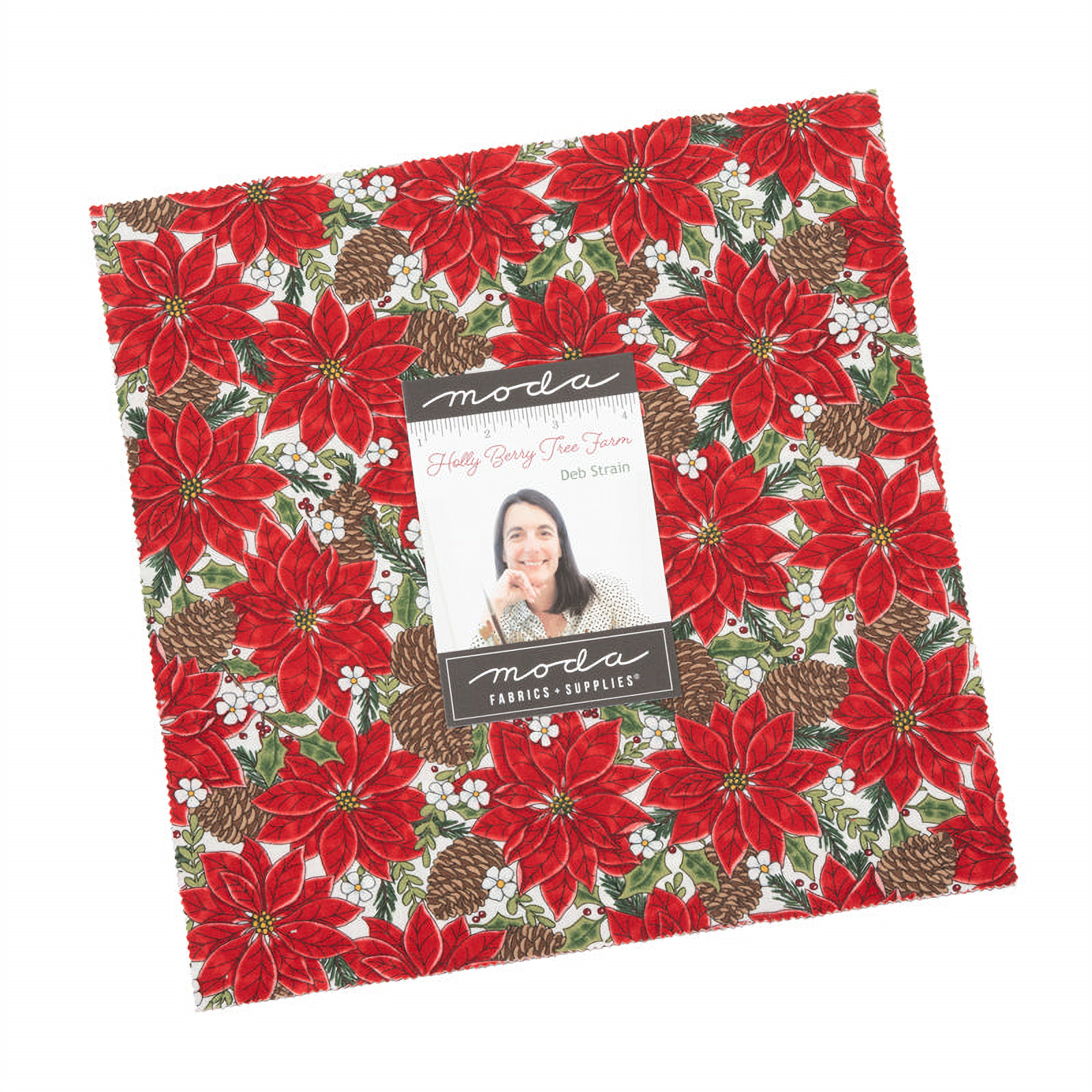 Holly Berry Tree Farm patterned cotton quilting fabric by Moda