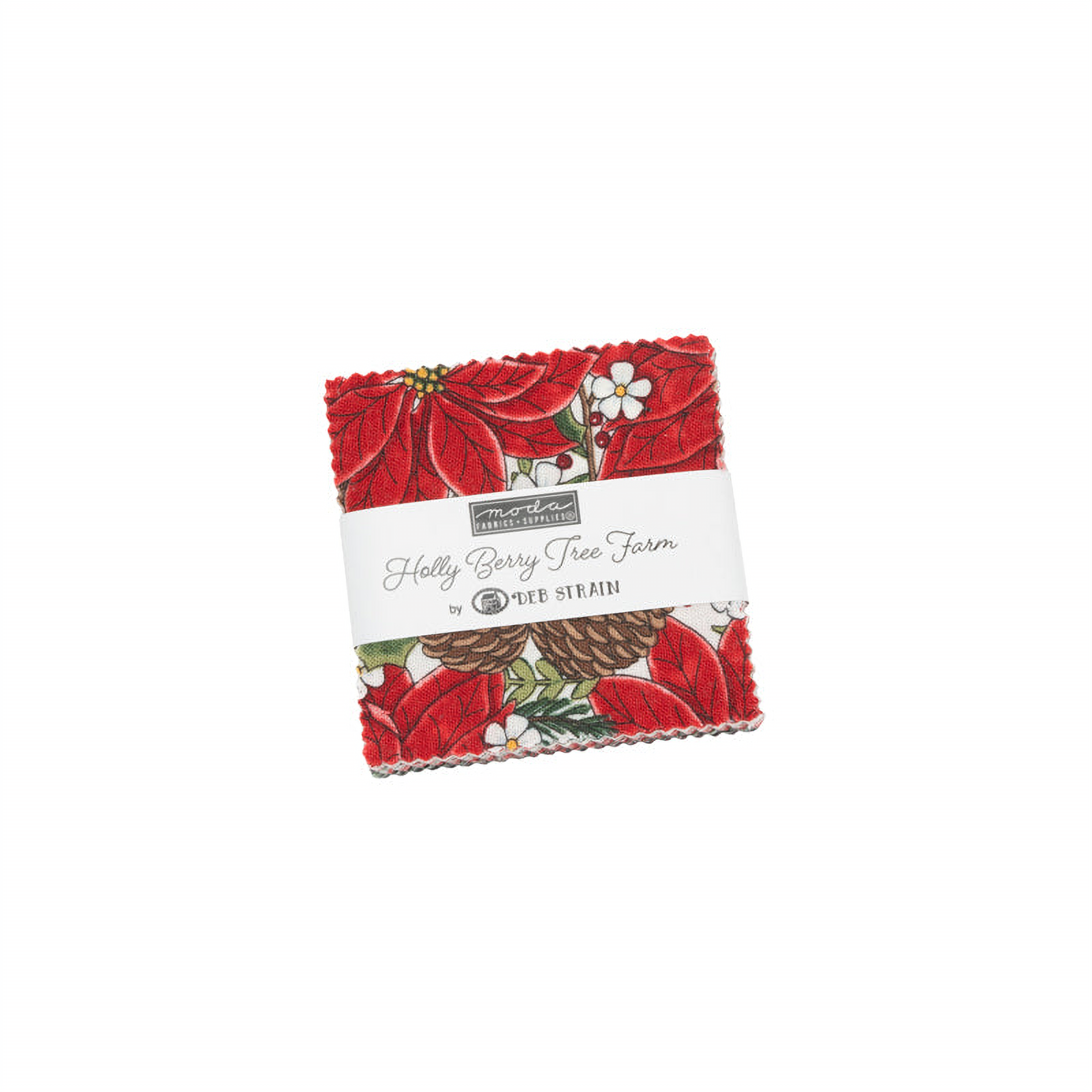 Holly Berry Tree Farm patterned cotton quilting fabric by Moda