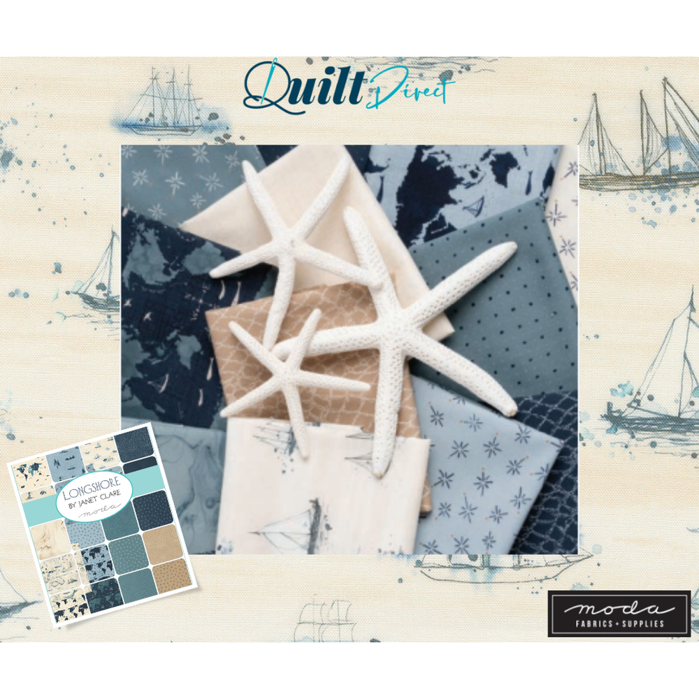Longshore patterned cotton quilting fabric by Moda