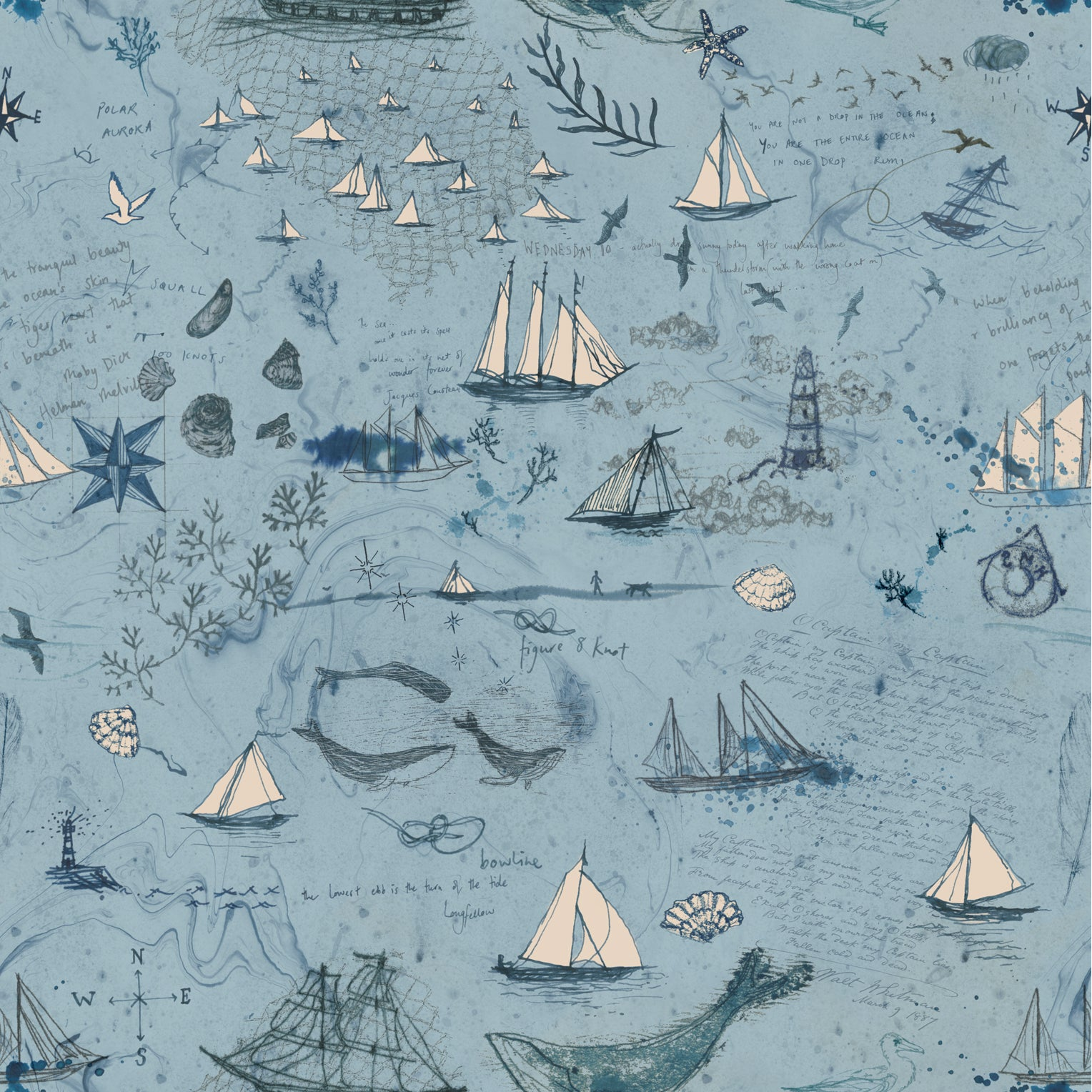 Longshore patterned cotton quilting fabric by Moda