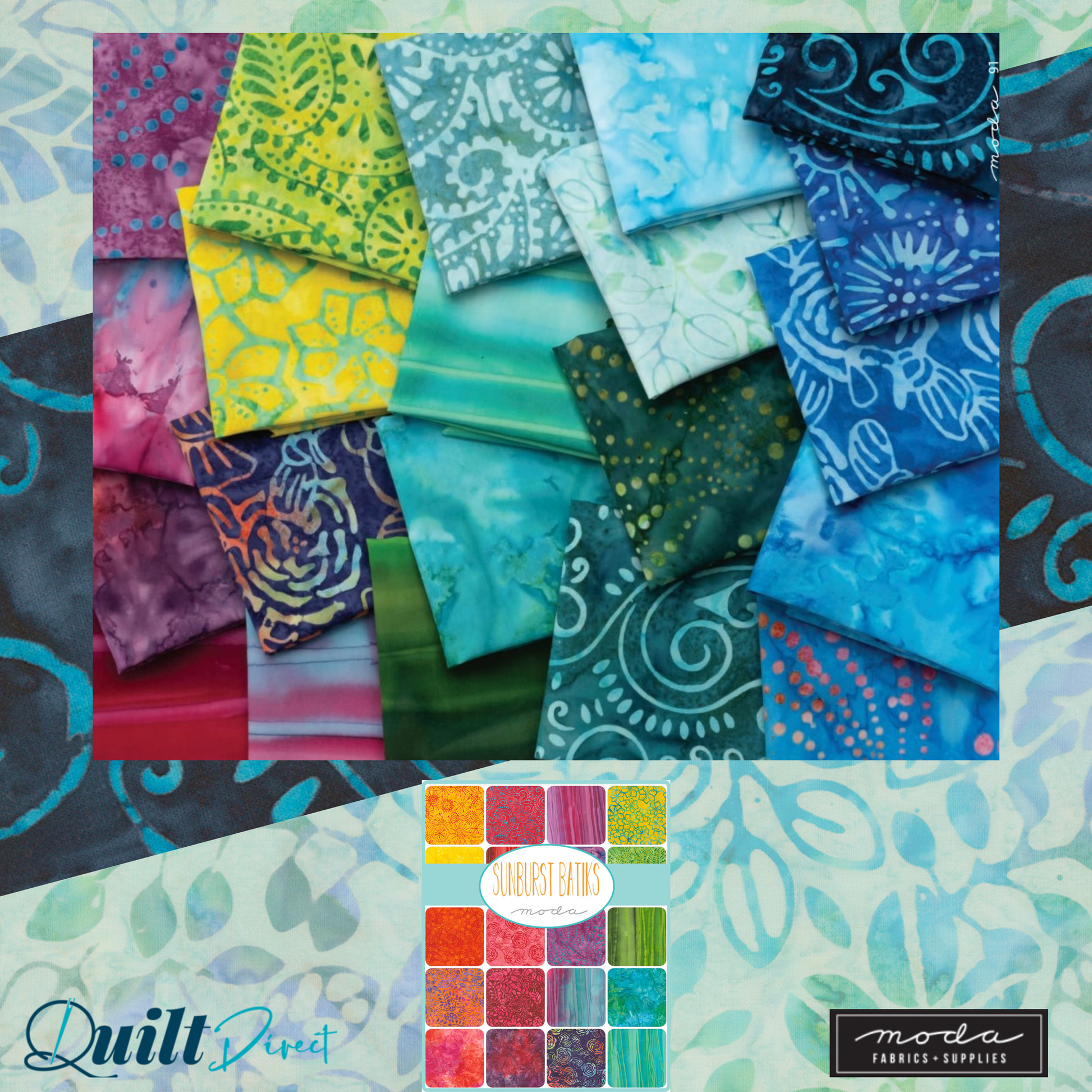 Sunburst Batiks patterned cotton quilting fabric by Moda