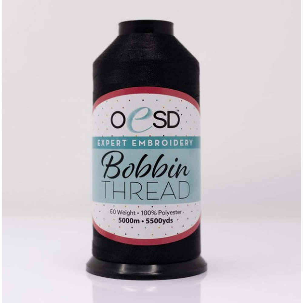 OESD Bobbin Thread 100% Polyester 60wt 5000m Black for Machine Embroidery