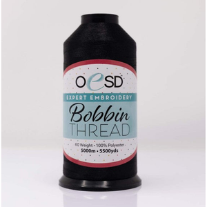 OESD Bobbin Thread 100% Polyester 60wt 5000m Black for Machine Embroidery