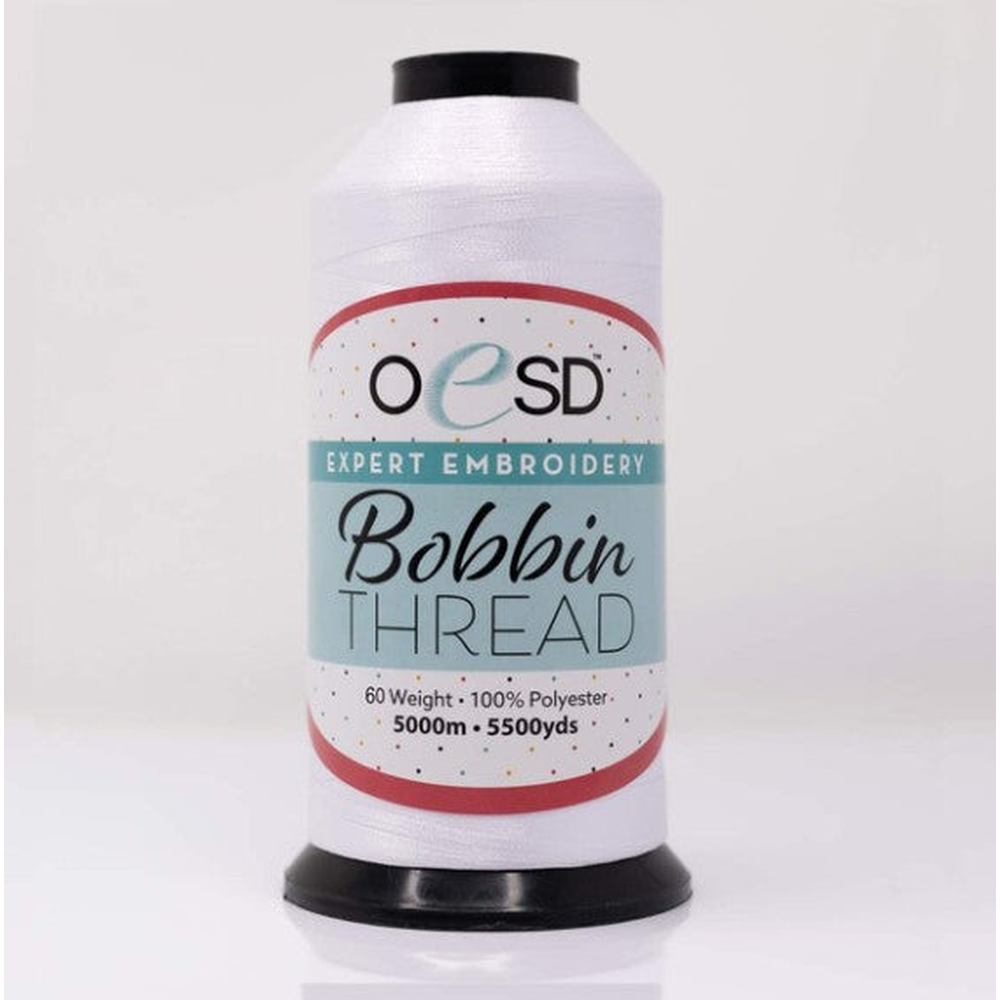 OESD Bobbin Thread 100% Polyester 60wt 5000m White for Machine Embroidery