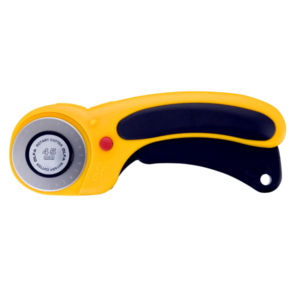 Olfa 45mm Rotary Cutter Curved Handle - Product Shot on White Background