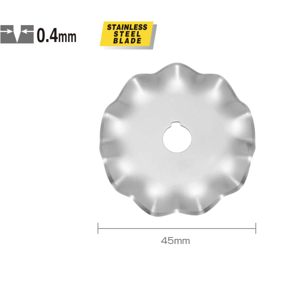Genuine Olfa 45mm Wave Blade - Blade Detail Showing Wave Profile