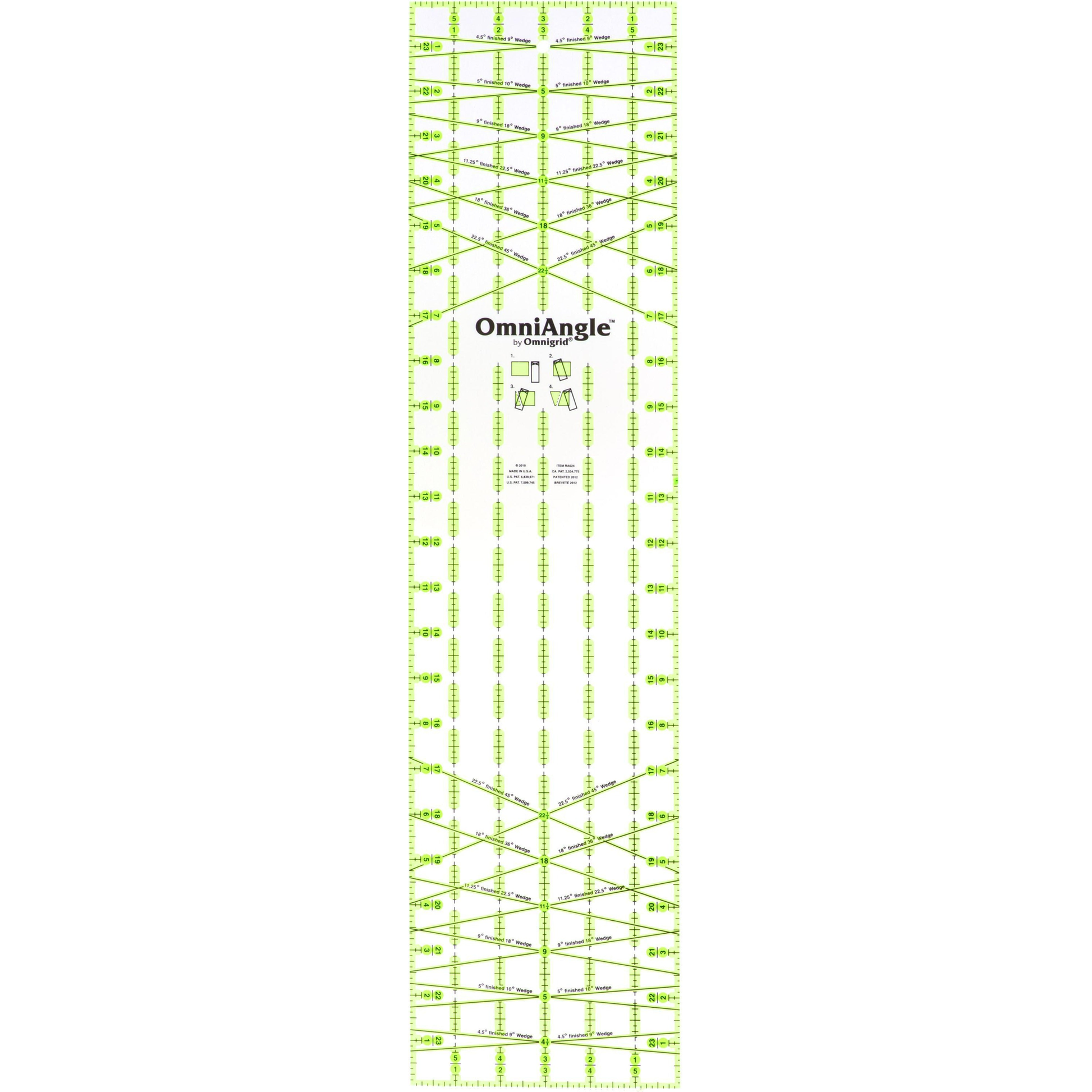 Omnigrid OmniAngle Wedge Ruler 6" x 24" - quilting template set for patchwork blocks