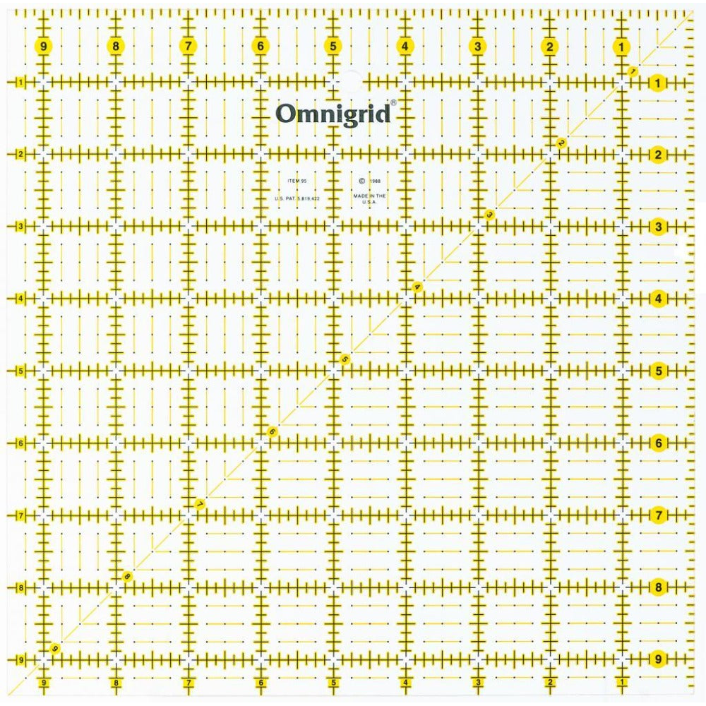 Omnigrid 9½" Square Ruler - quilting ruler and template