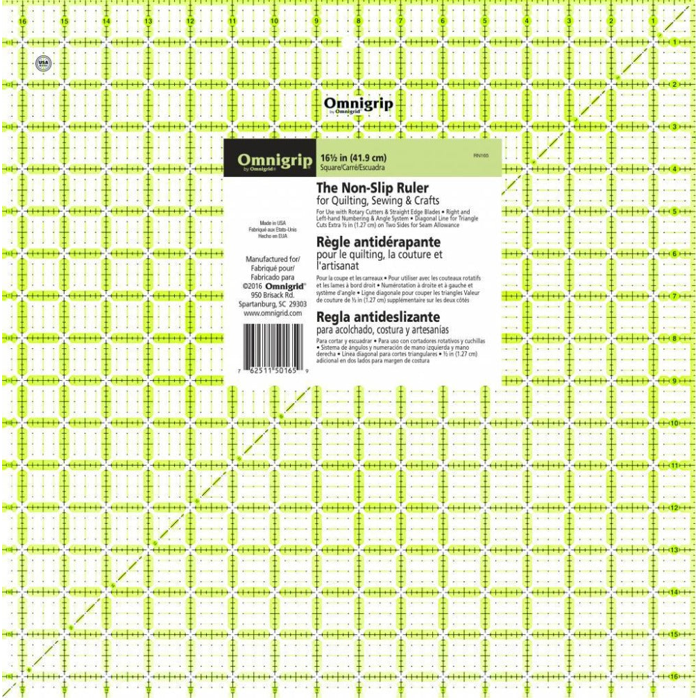 Omnigrid Omnigrip 16½" Square Ruler - quilting ruler and template