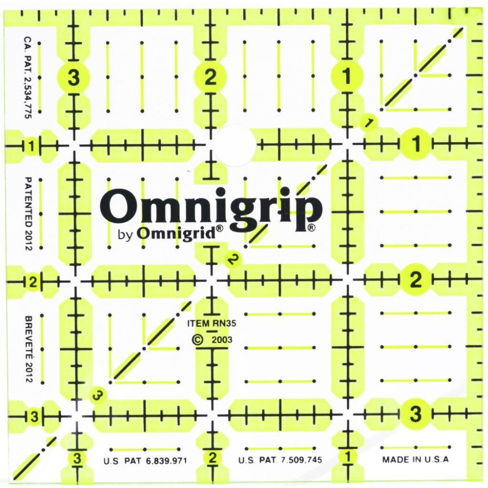 Omnigrid Omnigrip 3½" Square Ruler - quilting ruler and template