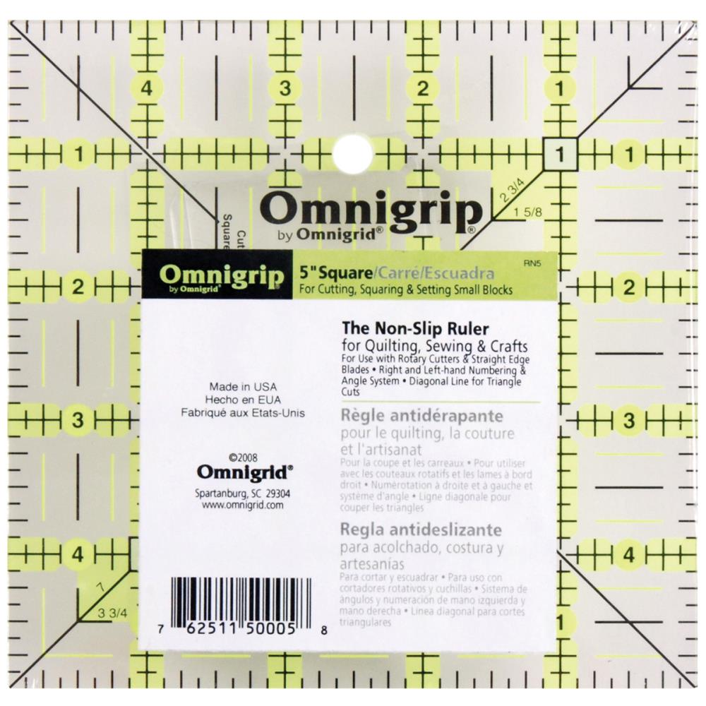 Omnigrid Omnigrip 5" Square Ruler - quilting ruler and template