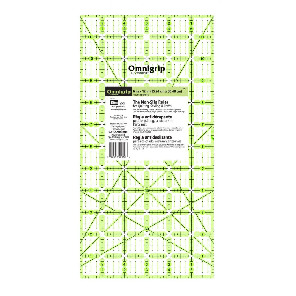 Omnigrid Omnigrip 6" x 12" Ruler - quilting ruler and template