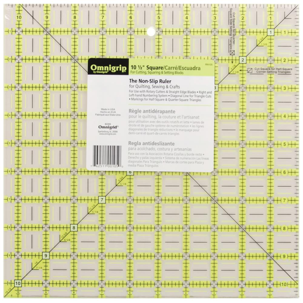 Omnigrid Omnigrip Square Combo Pack 6½", 8½" & 10½" Square Rulers - quilting ruler and template - packaging