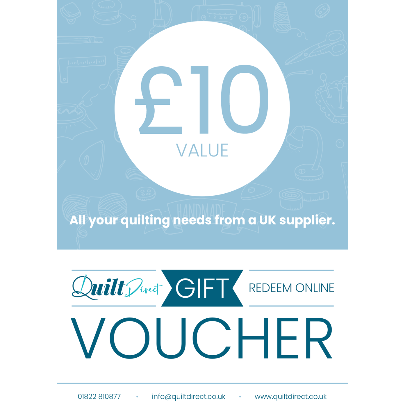 Quilt Direct Digital Gift Voucher 10 Pounds for Quilting and Sewing Supplies