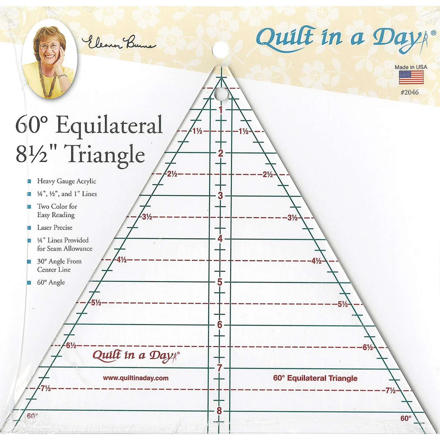 Quilt In A Day 60 Degree 8½" Triangle Ruler - quilting template set for patchwork blocks