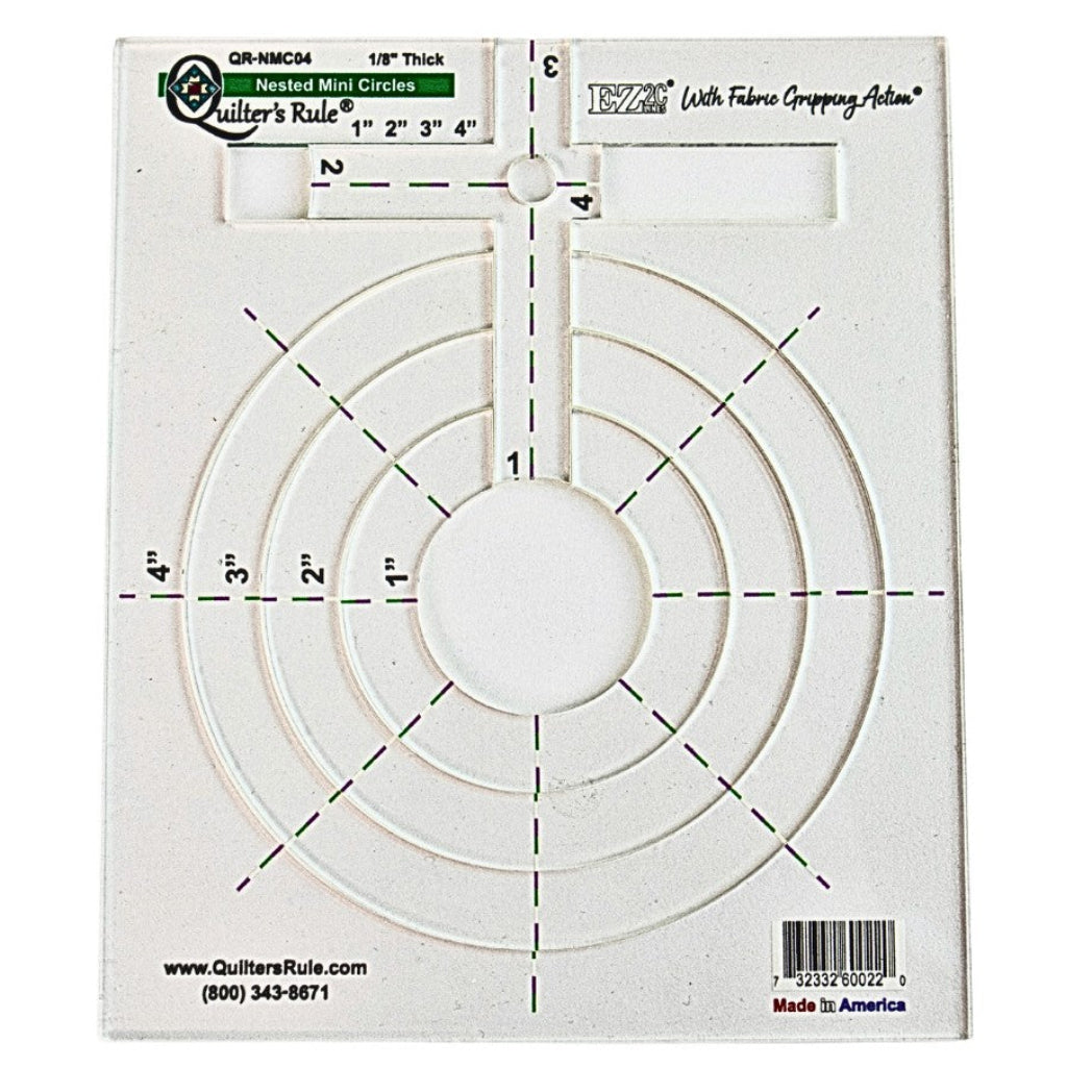Quilter's Rule ⅛" Nested Mini Circles 1" to 4" Set of 4 - quilting template set for patchwork blocks