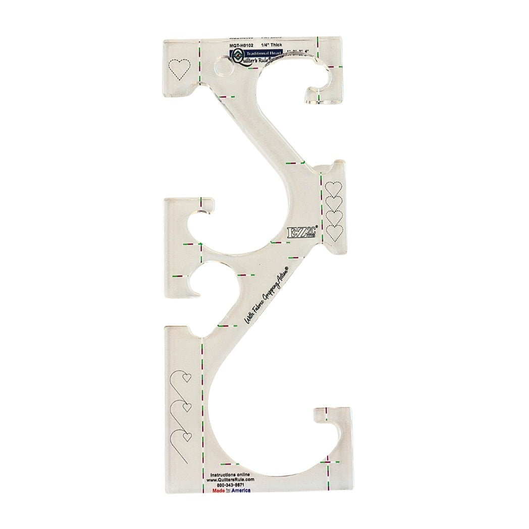 Quilter's Rule ¼" 1"- 4" Hanging Heart Chain - quilting ruler and template