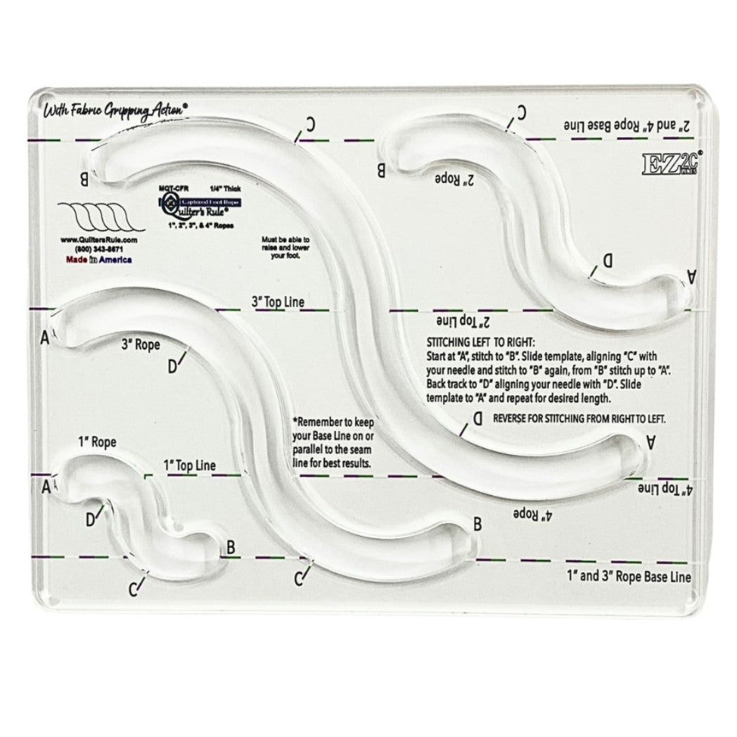 Quilter's Rule ¼" Captured Foot Rope 1" to 4" Pack of 1 - quilting ruler and template