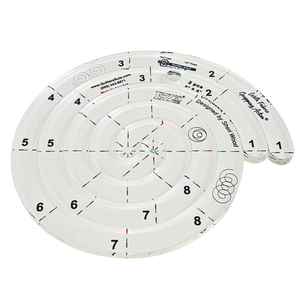 Clear, plastic, spiral shaped quilting template with clearly visible registration marks. Two different sizes in one tool; 5 i