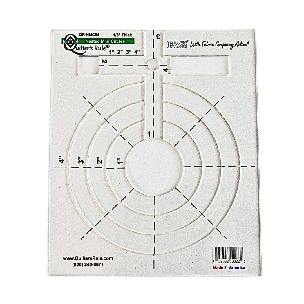 Quilter's Rule ¼" Nested Mini Circles 1" to 4" Set of 4 - quilting template set for patchwork blocks