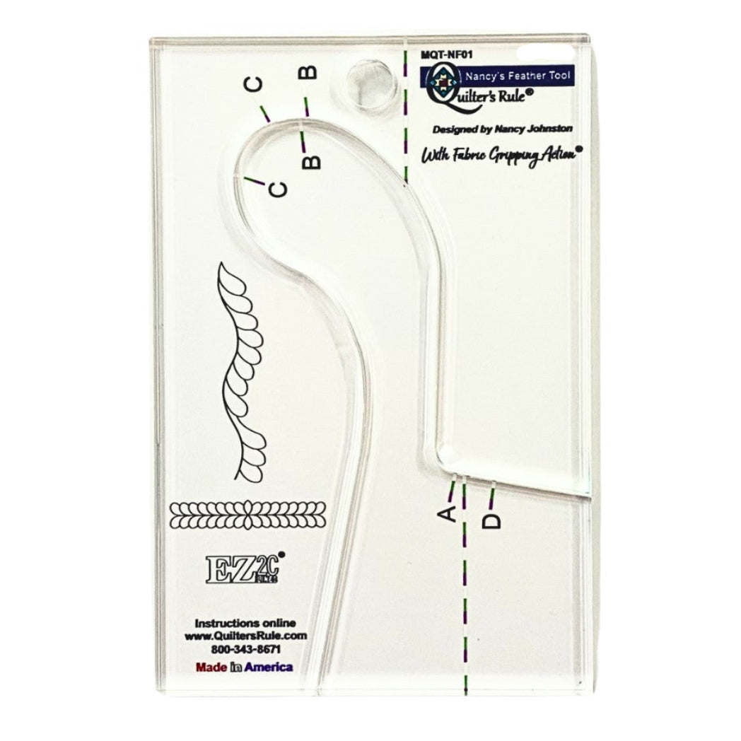 Quilter's Rule ¼" Small Feather Tool by Nancy Johnston - quilting ruler and template