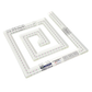 Clear plastic, square spiral shaped quilting template with registration marks  that are easy to see. A non slip backing gives