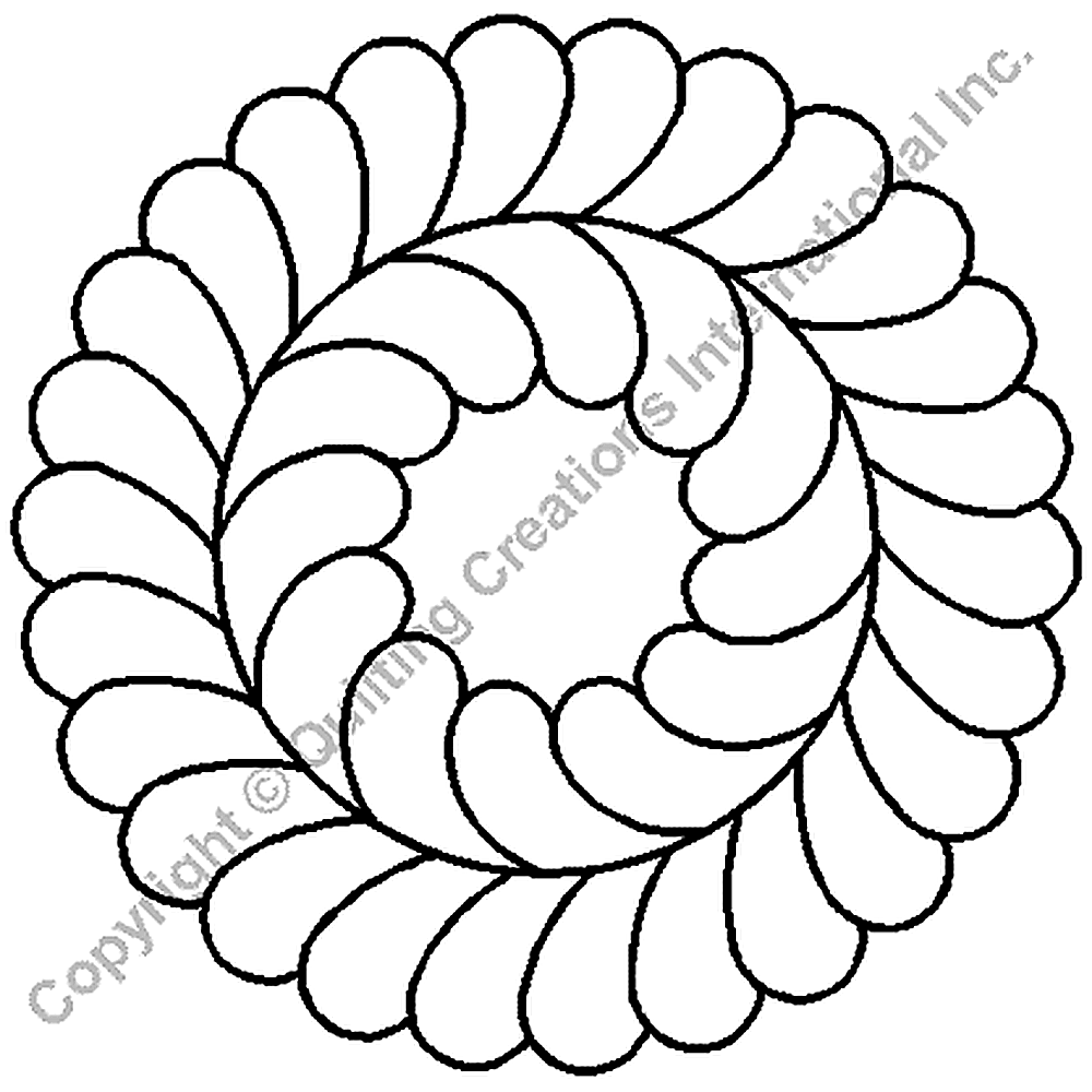 Quilting Creations 10½" Feather Circle quilting stencil - hand and machine quilting template