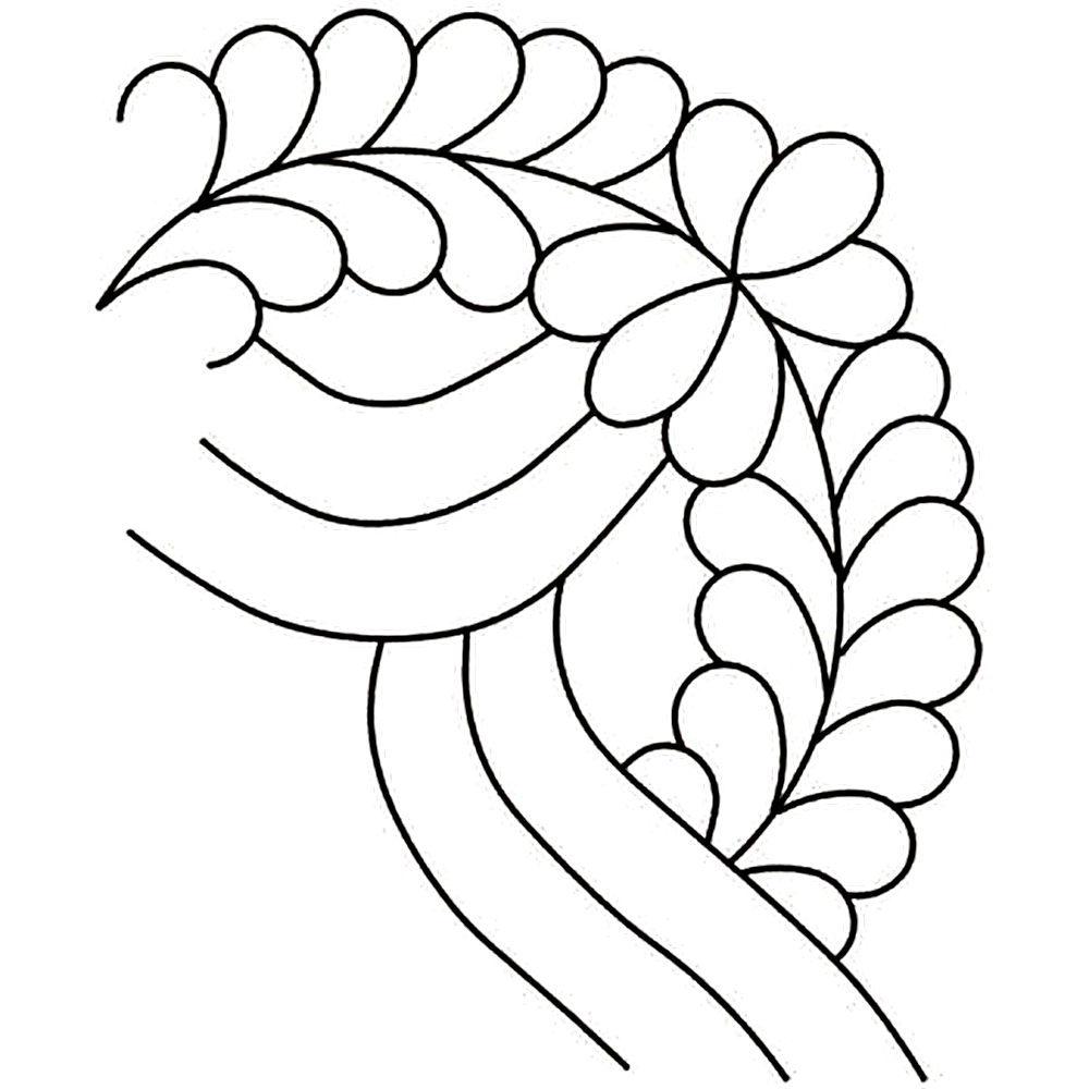 Quilting Creations 7" Cable Feather Corner quilting stencil - hand and machine quilting template