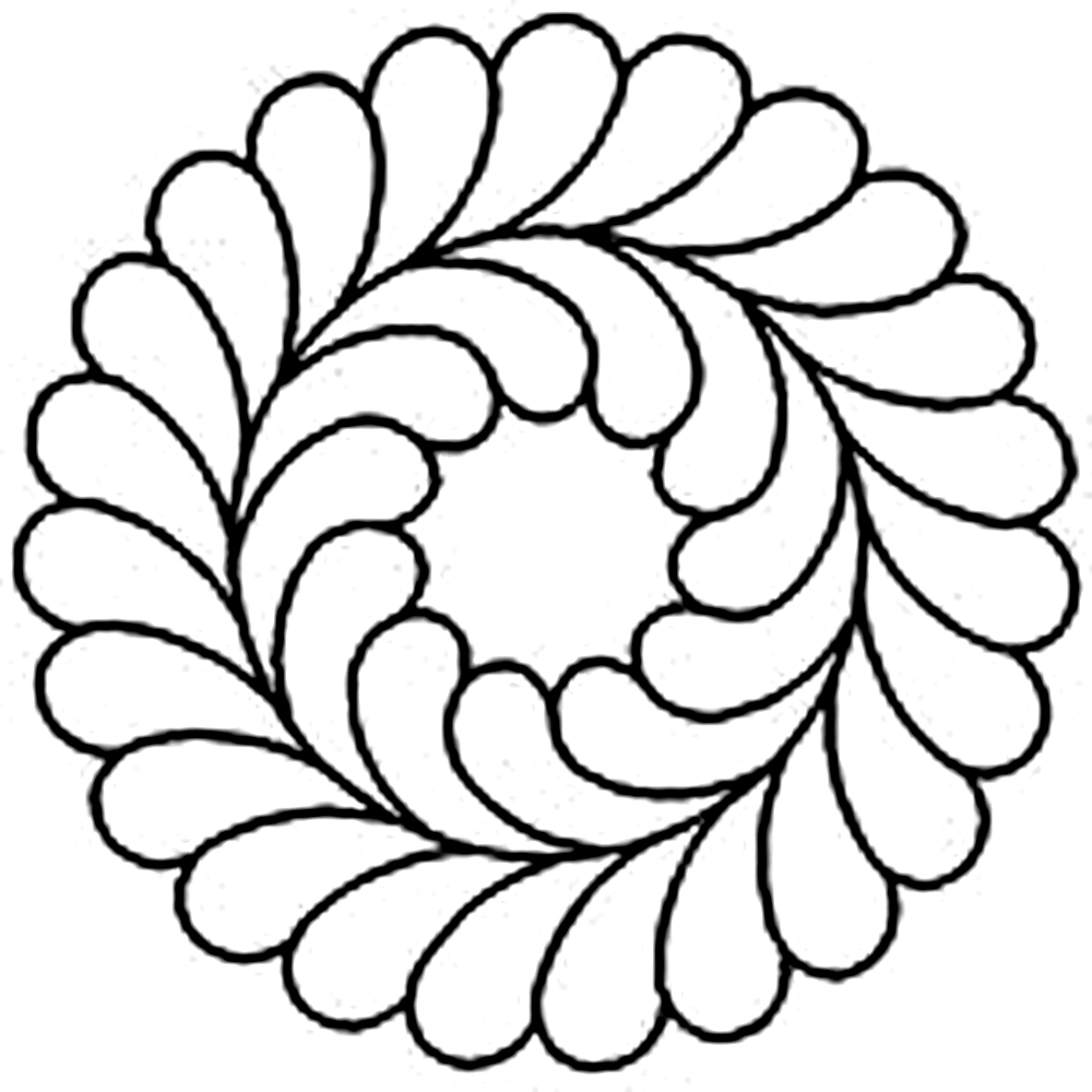 Quilting Creations 8" Feather Circle 2 quilting stencil - hand and machine quilting template
