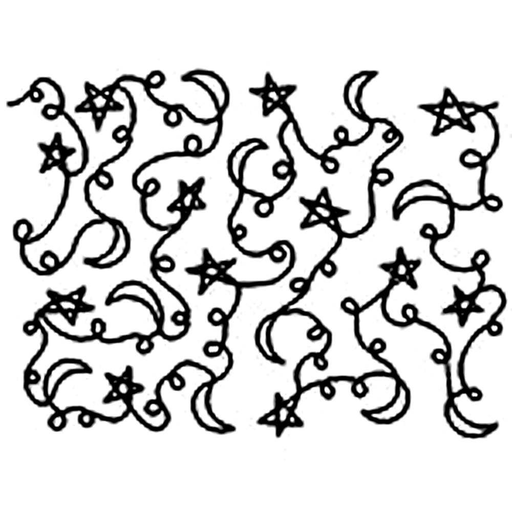 Quilting Creations 8" Stars & Moon Background quilting stencil - hand and machine quilting template