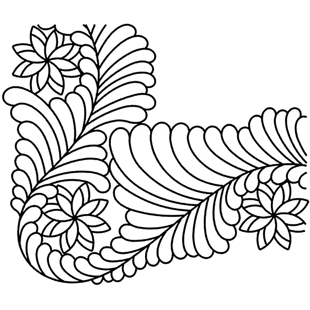 Quilting Creations 9½" Elegant Feather Corner quilting stencil - hand and machine quilting template