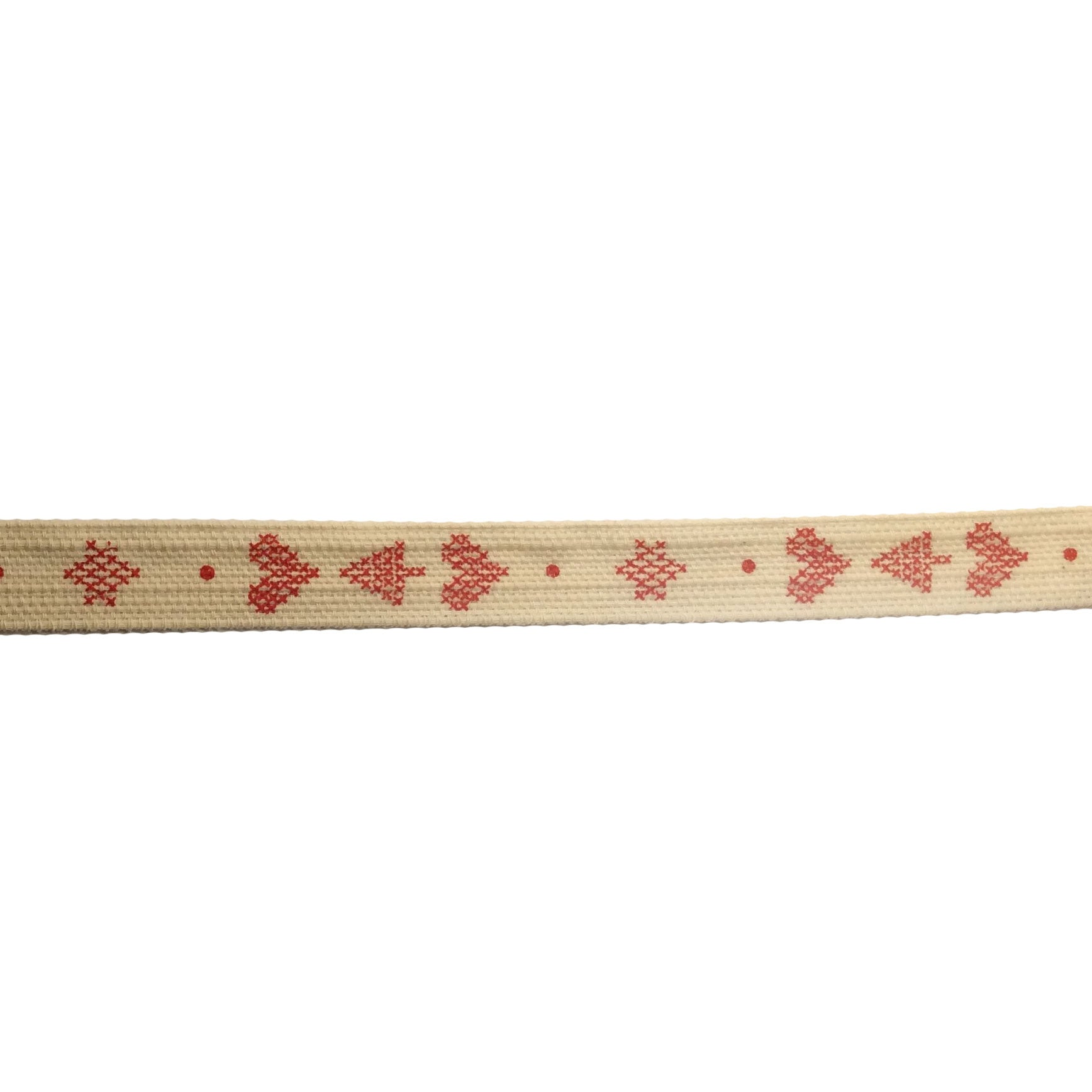 Scandinavian Hearts Ribbon 100% Cotton 15mm Red