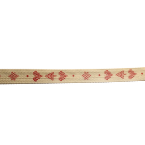 Scandinavian Hearts Ribbon 100% Cotton 15mm Red
