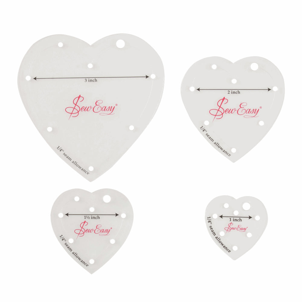 Sew Easy Mini Hearts Template Set - quilting ruler and template - alternate angle
