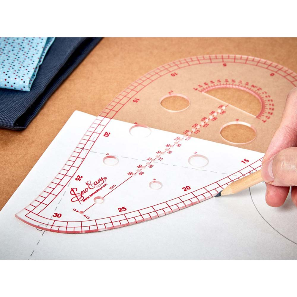 Sew Easy Sleeve Curve Ruler - Metric - quilting template set for patchwork blocks - detail view