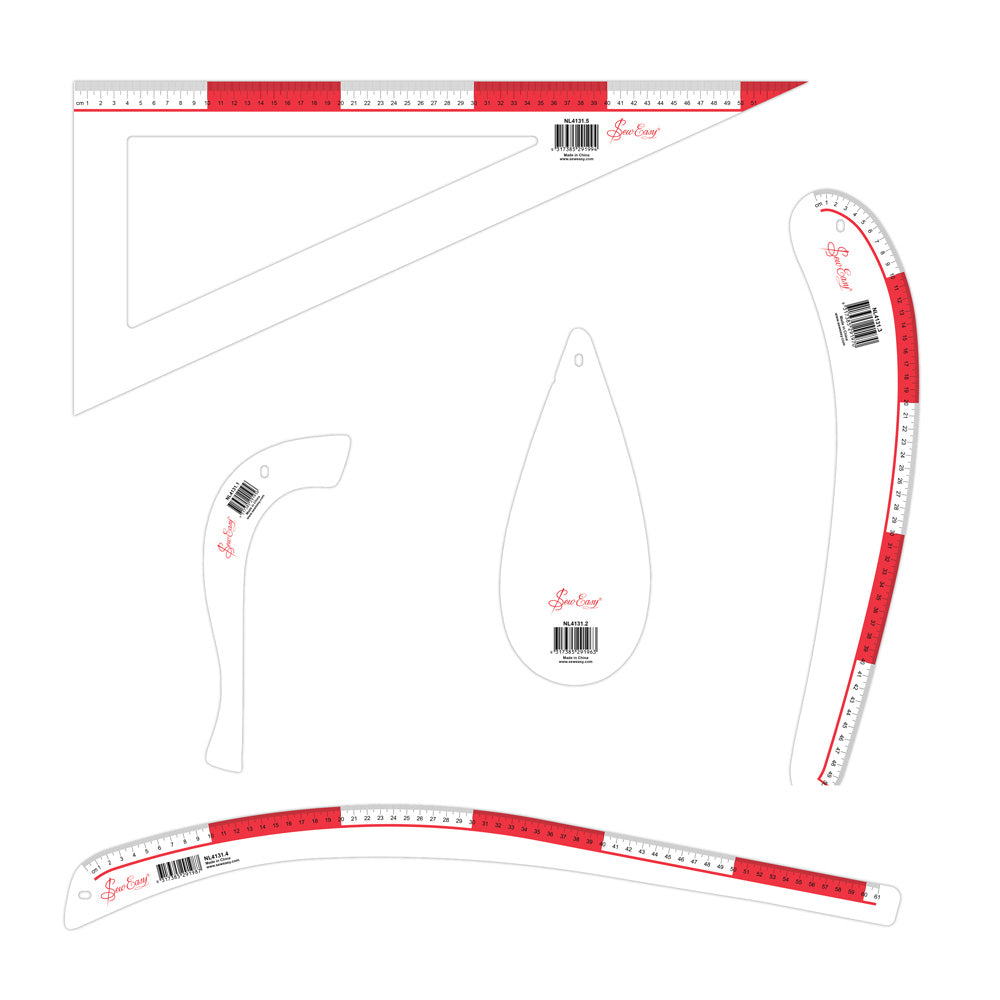 Sew Easy Template Set: Tailors Rule Pack of 5 - quilting ruler and template