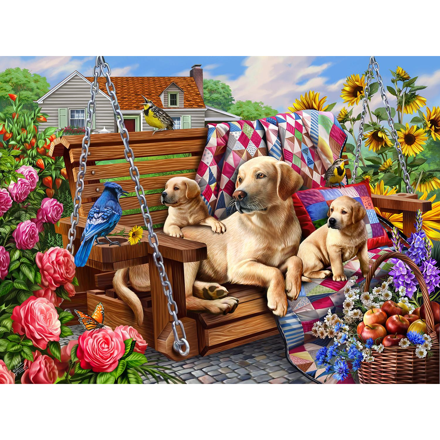 Suns Out Jigsaw Puzzle Dogs and Quilts 1000 pieces