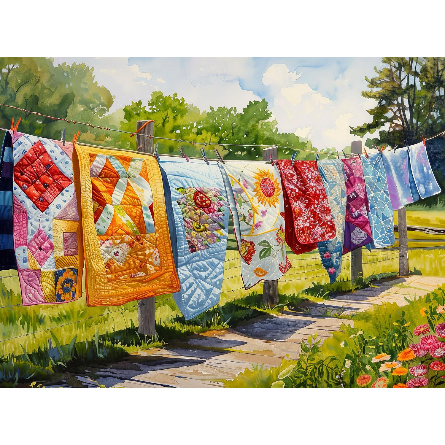 Suns Out Jigsaw Puzzle Quilts on the Line 1000 pieces