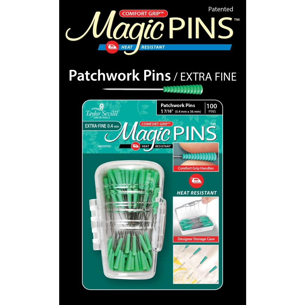 Taylor Seville Magic Patchwork pins, extra fine - sharp quilting and applique pins - in use
