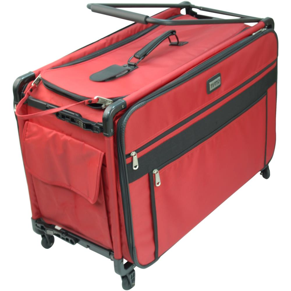 Tutto Machine Tote 1X Large in Red - ballistic nylon sewing machine carry-on with wheels and pull bar