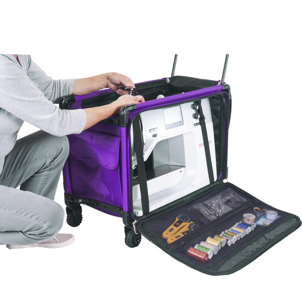 Tutto Machine Tote 1X Large in Purple - ballistic nylon sewing machine carry-on with wheels and pull bar