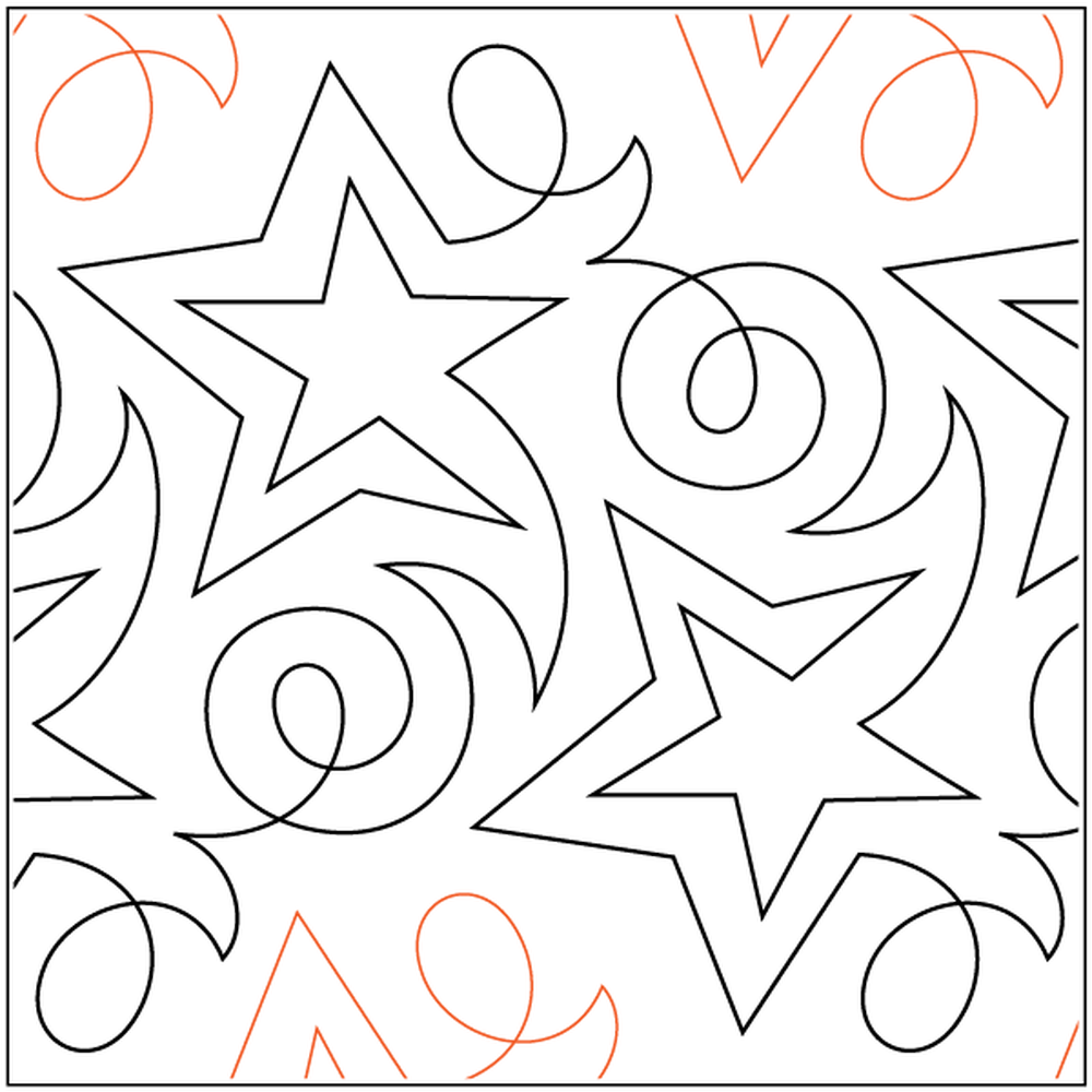 Urban Elementz Becker's Shooting Star pantograph - longarm quilting design roll