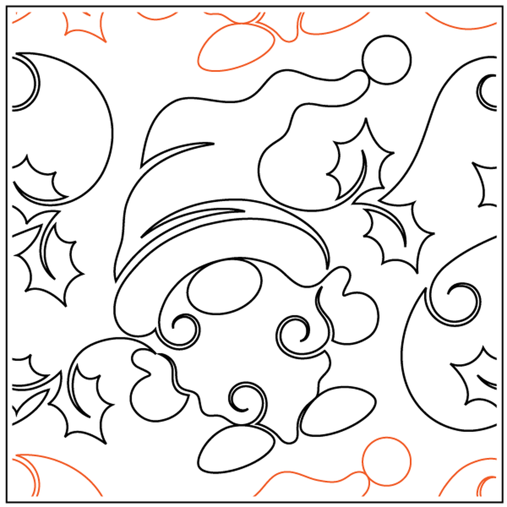Urban Elementz Christmas Gnome 10" pantograph - longarm quilting design roll