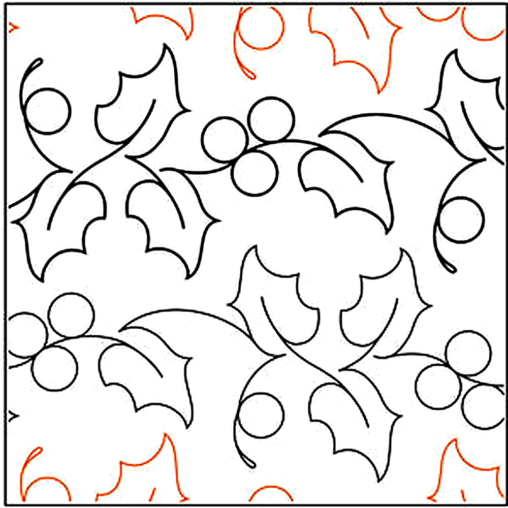 Quilting Creations Urban Elementz Christmas Holly 7" pantograph - longarm quilting design roll