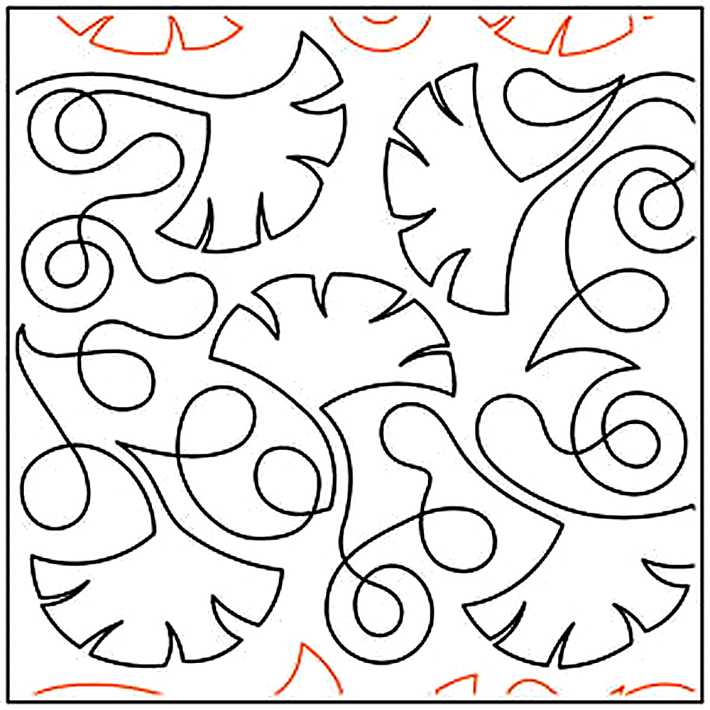 Quilting Creations Urban Elementz Deb`s Ginkgo Leaves 11" pantograph - longarm quilting design roll