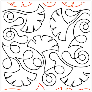 Quilting Creations Urban Elementz Deb`s Ginkgo Leaves 11" pantograph - longarm quilting design roll