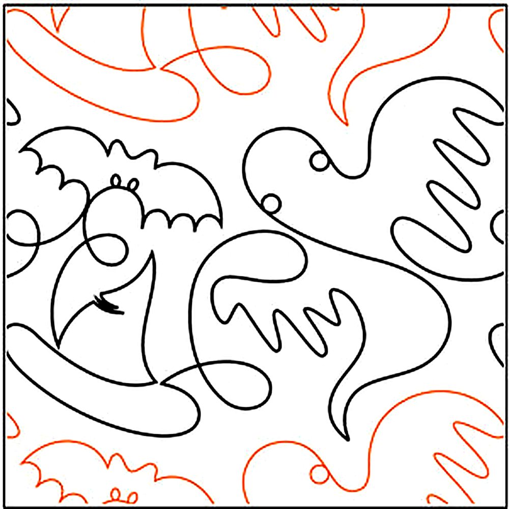 Quilting Creations Urban Elementz Fright Night 10" pantograph - longarm quilting design roll