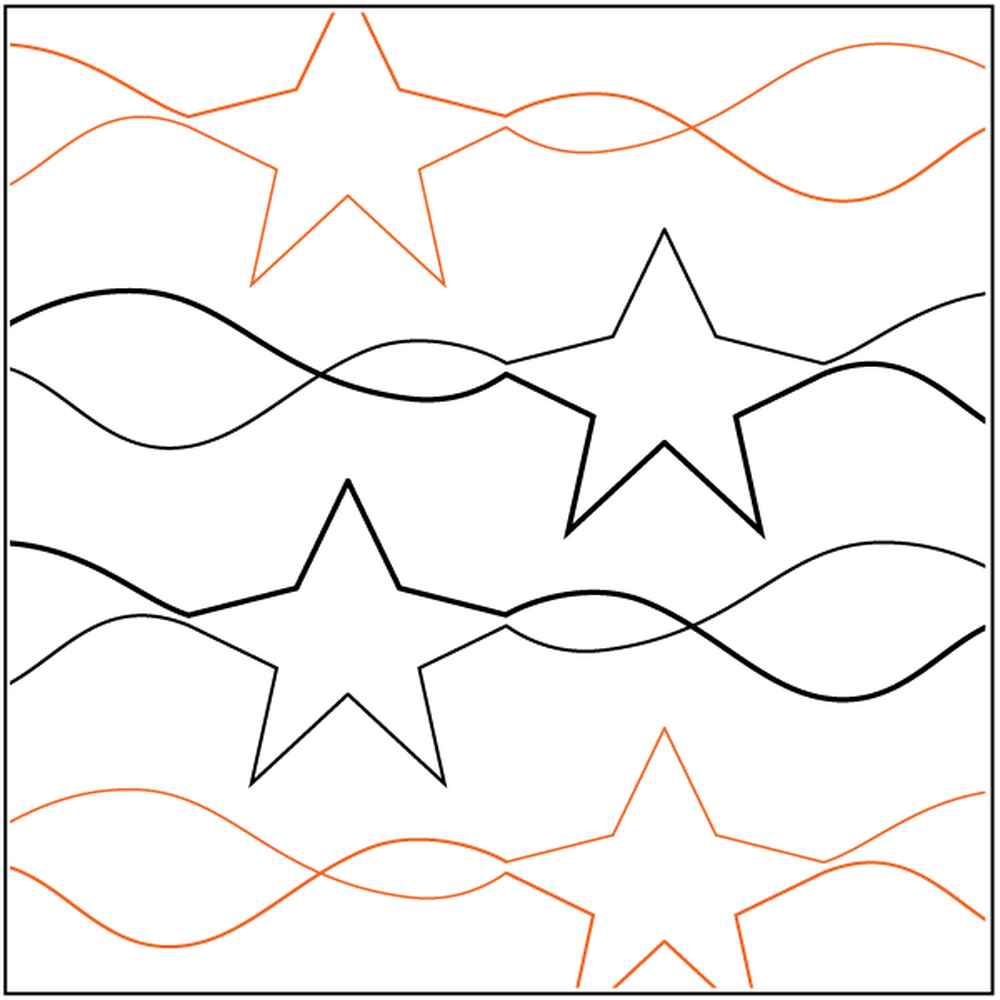 Urban Elementz Stars & Stripes 4" pantograph - longarm quilting design roll
