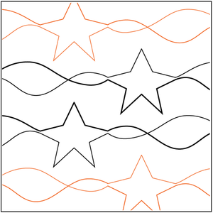 Urban Elementz Stars & Stripes 4" pantograph - longarm quilting design roll
